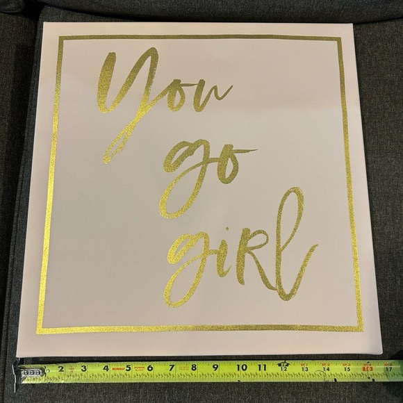 Blush Pink and Gold Canvas Wall Decor “You Go Girl” - Picture 4 of 5